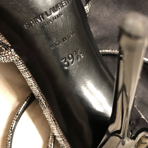 YSL Ankle strap silver metallic sandals - Picture 6 of 6